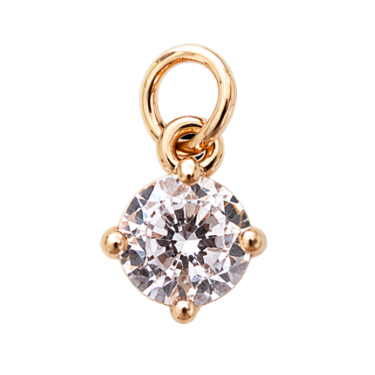 TINA - Gold Round Solitaire Charm