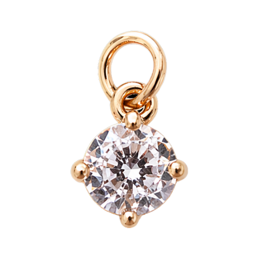 TINA - Gold Round Solitaire Charm